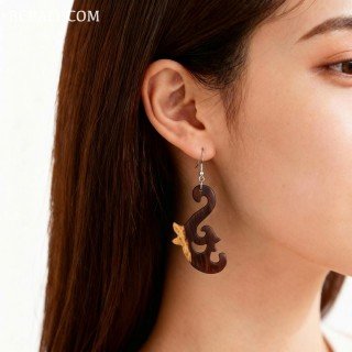 New Collection Wood Earrings Unique Model Design